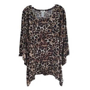 Brittany Black Top‎ Sz 3X Leopard Print Sequins Mob Wife
